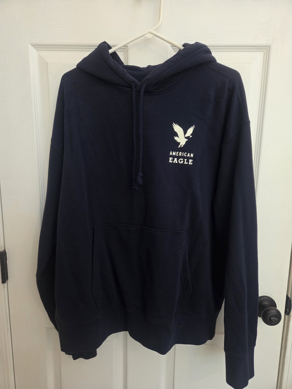 American Eagle Outfitters Men's Navy Logo Hoodie Sweater